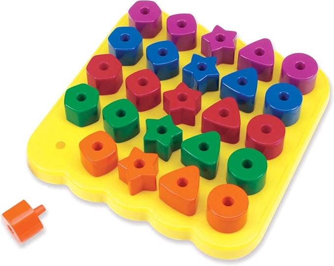 Learning Resources Stacking Shapes Pegboard, Toddler Activity,Fine Motor Toy, Gifts for Boys and Girls, 27 Piece Set, Ages 2+