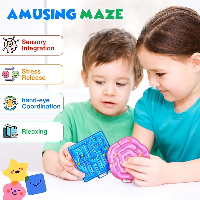 Sensory Toys Fidget Autism Toy for Kids: 8 Pack Gel-Filled Maze Squeeze Sensory Toys for Children - Calming Fidget Toys for Classroom