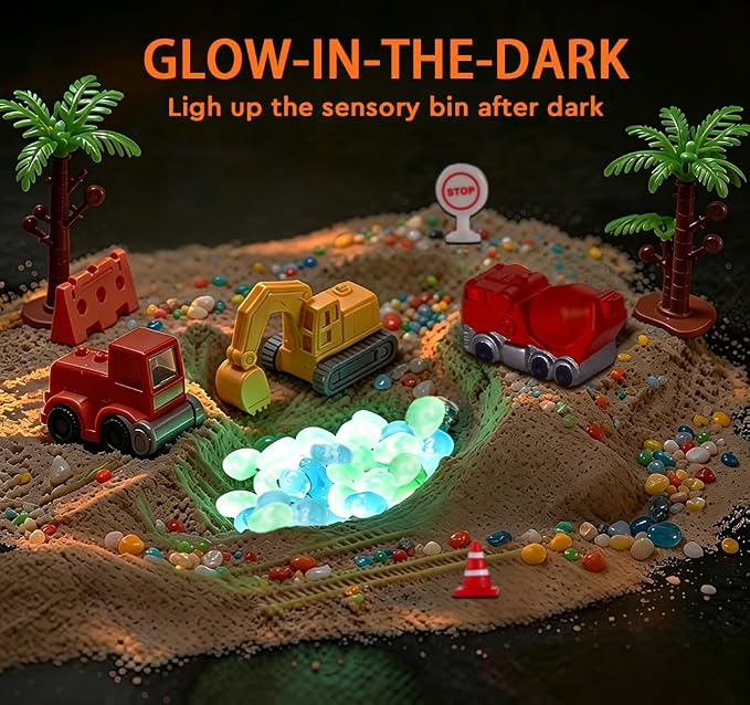 AGENTLAN Stackable Sensory Bin, Construction & Space Sensory Sand Play Set | Construction and space themes play sand kit, gift for toddlers, boys and girls ages 3+