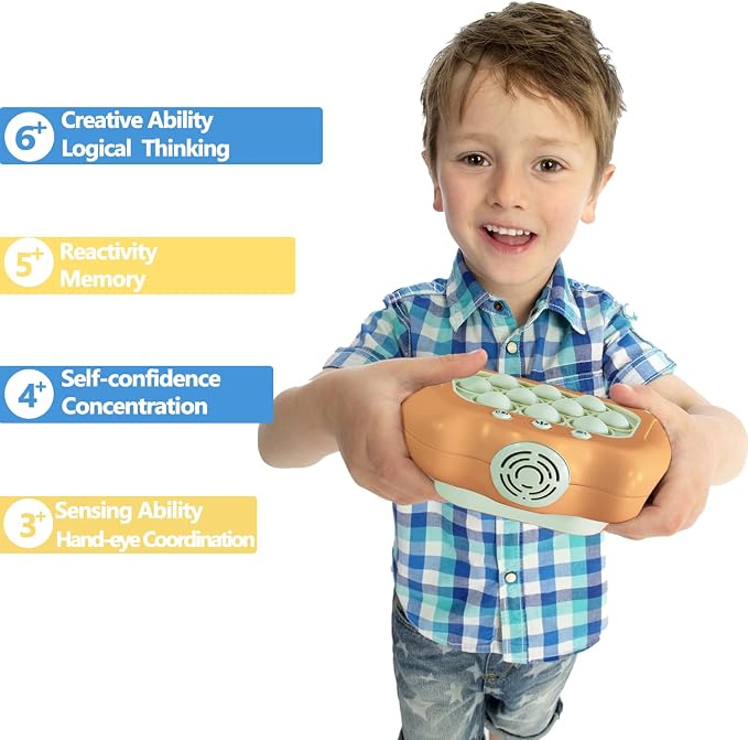 Intoypad Pop The Target! Handheld Speed Push Fidget Game Machine Orange | A Fun Multiplayer Game Sensory Fidget ADHD Autism Toys Birthday Gifts for 6 7 8 9 10 11 12 Years Old Kids Road Trip Car Games