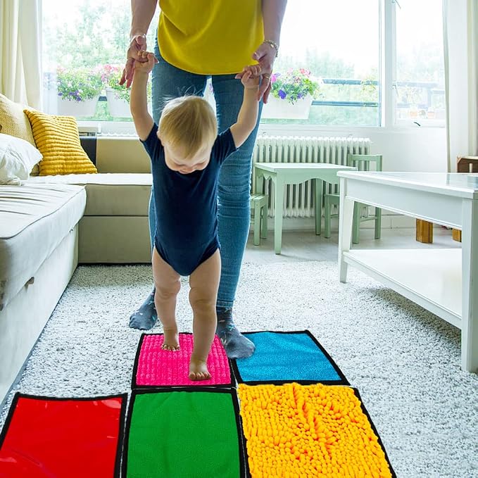 16 Set Sensory Mini Mats Assorted Textured Sensory Floor Tiles Sensory Wall | Early Sensory Exercise Sensory Mats Sensory Toys for Autistic Children Kids Baby Toddler Fidgeting Activity