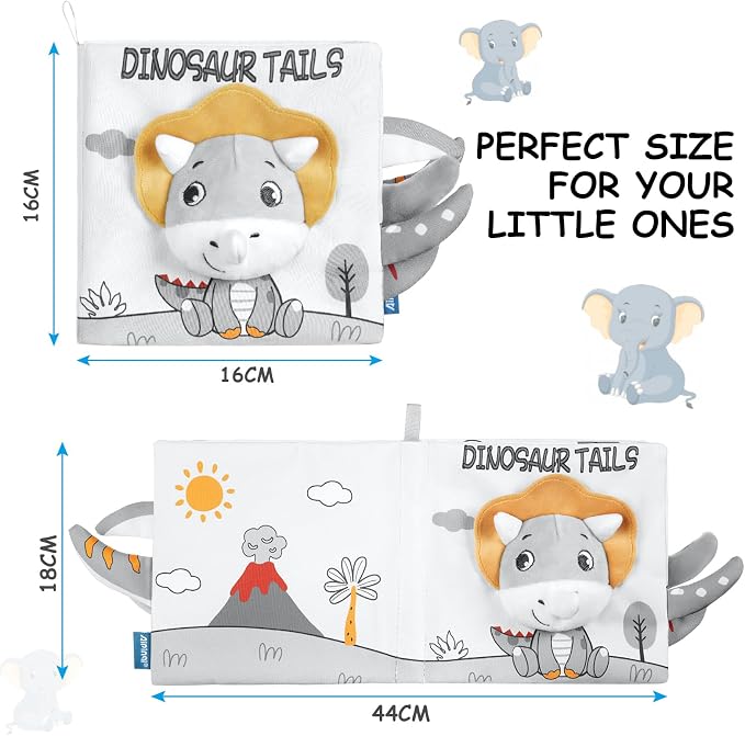 HOTUT Soft Baby Books Toys, Newborn Crinkle Book, 3D Baby Crinkle Book, Baby Books Toys for Toddlers&Kids, Soft Baby Books Touch and Feel Crinkle for 0-6 Months Boys&Girls Gifts(Dinosaur)