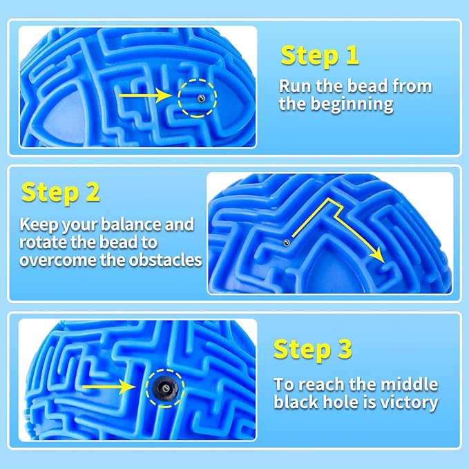 Maze Ball Puzzle Games Toys for Kids Age 6 7 8+ Boys Girls Gifts Ideas | Gravity Brain Teaser Puzzle Game Toy for Kids Adult, High Difficulty Challenge Maze Game for Road Trips, Birthday Gift (Blue)