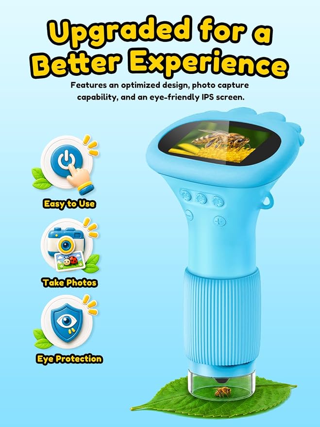 Acoath Microscope for Kids, 1000X Handheld Digital Miniscope with 2.0" Screen, Portable Pocket Microscope Education Toys Birthday Gifts for Age 3 4 5 6 7 8 9 10 Girls Boys