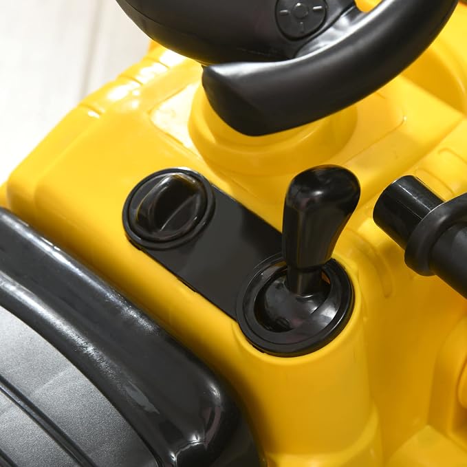 HOMCOM Ride On Excavator Ride On Bulldozer with Horn, Under Seat Storage | Kids Bulldozer Pull Cart, Sit and Scoot, Pretend Play Toy Construction Car, Ages 18-48 Months