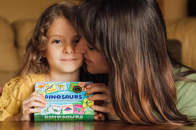 eeBoo Little Dinosaurs Memory & Matching Game, Ages 3+, 1-4 Players | Teaches dinosaur names & pronunciation. Sharpens recognition, concentration & memory skills. Includes 36 tiles, 18 pairs