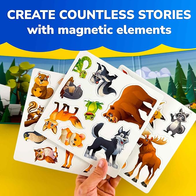 Travel Magnetic Puzzles for Toddlers 1-3 - 20+Pcs Toddler Puzzles Ages 2-4 | Forest Magnet Puzzles with Extra-Long Play Book - Strong Magnets for Car Activities - Travel Toys for Kids Ages 3-5