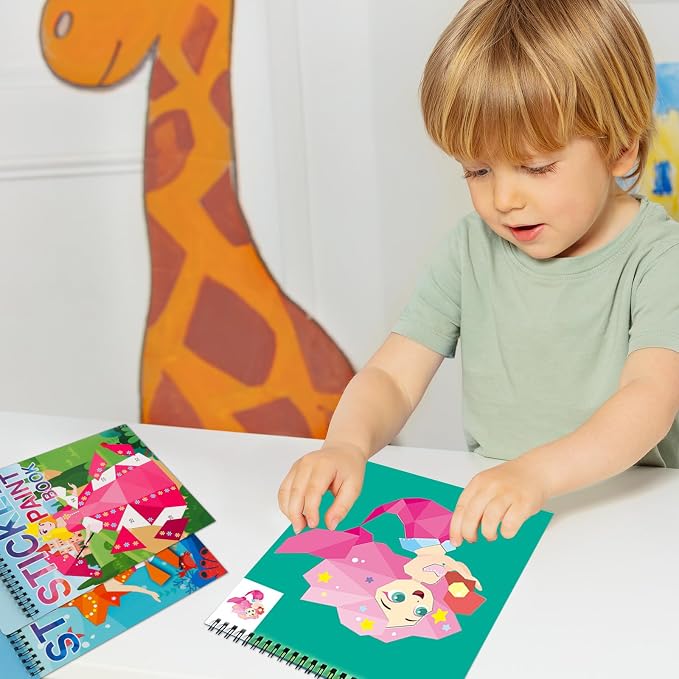 3PCS Sticker Paint Number Books for Girls Ages 4-8 Mermaid Princess Ocean Stickers Kids Birthday Party Favors Toys Gift for 5 6 7 8 10 12 Year Old Girls Boys Travel Activities Gifts