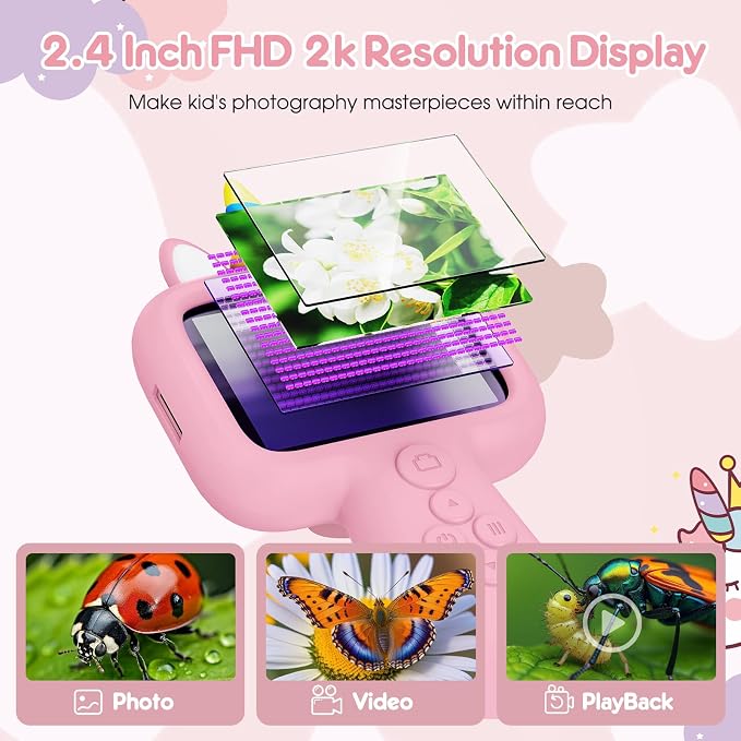 Magnifying, 2.4" Microscope for Kids, 600X-4800X Handheld Digital Miniscope, Portable Pocket Magnification Microscope Photo & Video | Education Toys for Age 3 4 5 6 7 8 9 10 Girls Boys