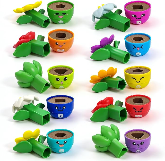 Flower Garden Toddler Toys, Kids Gardening Building Toy, Color Shape Sorting & Matching Game, Montessori Stacking Sensory Learning Toys, 2 Year Old Girl Birthday Gift