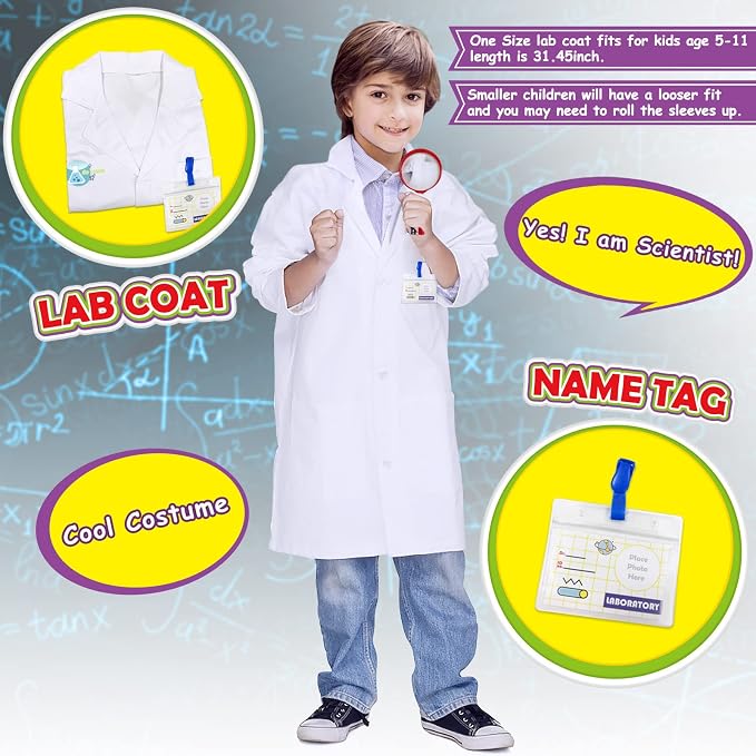 UNGLINGA Kids Science Experiment Kit with Lab Coat Scientist Costume Dress Up and Role Play Toys Gift for Boys Girls Kids Christmas Birthday Party | Dress Up and Role Play Toys Gift for Boys Girls Kids Christmas Birthday Party