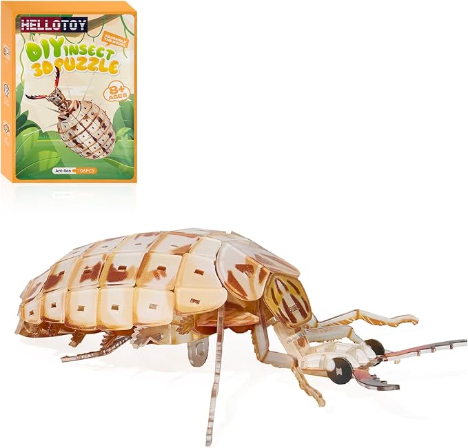 3D Acrylic Insect Puzzle DIY Bug Model Kit Animal STEM Gift | Building Kits Crafts Figurine Sculpture Nature Decoration Educational Display Toys for Kids Teens and Adults (Ant Lion)