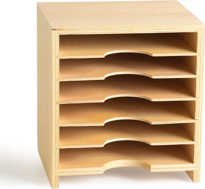 Premium Montessori Card Cabinet – 6-Layer Wooden Storage Organizer for Geometric Cards, Nomenclature & Learning Materials, Compact Classroom Organization, Homeschool Kids Ages 3-6 (No Assembly)