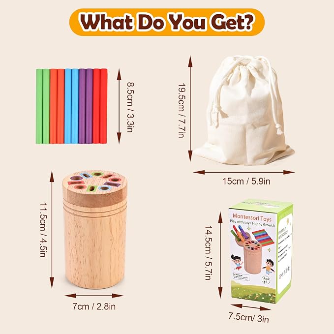 Color Sorting Toys for Toddler, Montessori Toys for 1-3 Year Old | Wooden Learning Color Sorting Toys, Educational Fine Motor Matching Game, Gifts for for Baby Boys Girls