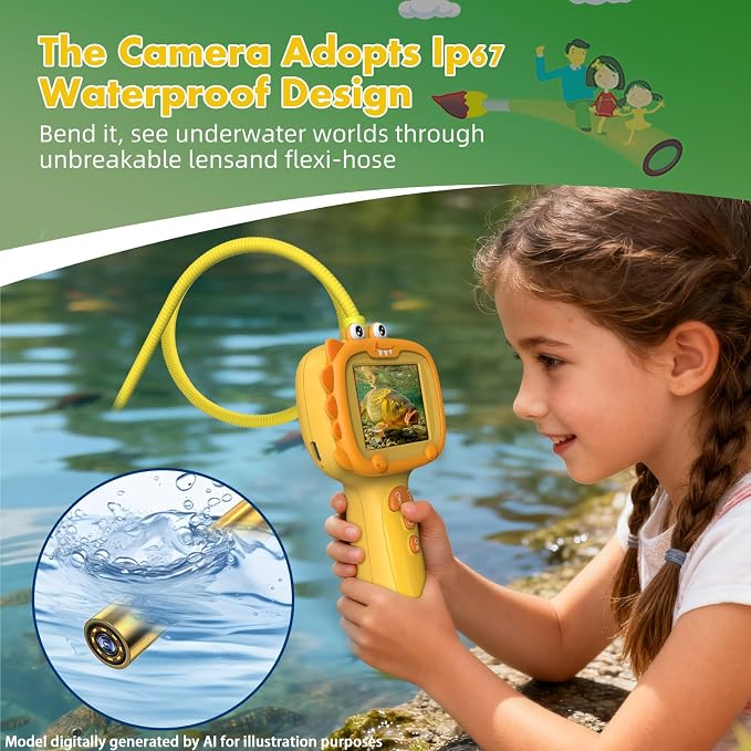 Daxiongmao Borescope Camera with Light for Kids | STEM Science Educational Toy for 3 4 5 6 7 8 9 10 Years Old Boys & Girls | Birthday Gift for Outdoor Adventures & Nature Discovery（Orange）