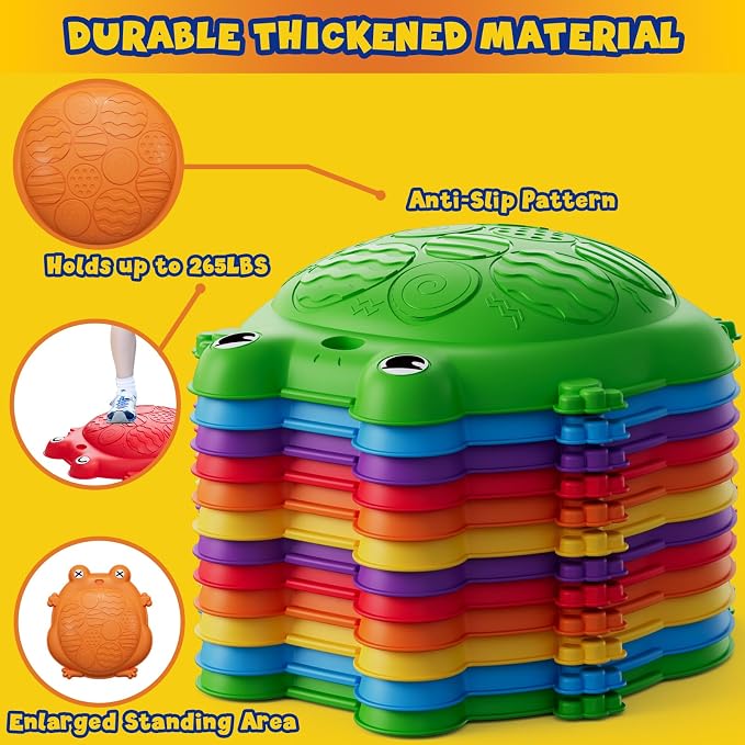 Stepping Stones for Kids, 12PCS Non-Slip Balance Steps Stones | Obstacle Courses Sensory Balance Toys, Coordination Game Gift for Boys Girls Indoor Outdoor Play Ages 3-5