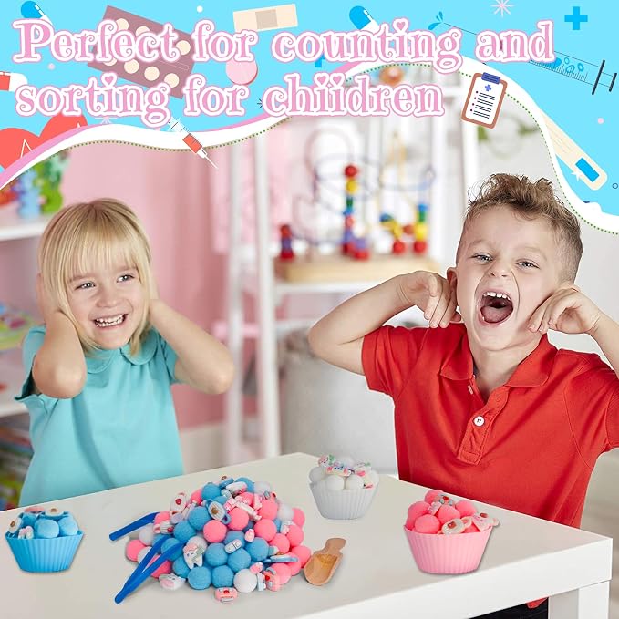 183pcs Doctor Play Set Sensory Bin Filler Fine Motor Toys Pretend Play Doctor Kit Sensory Bin Items Toy Capsules Tooth Model Doctor Toy Bag Face Mask Toy Pretend Shot for Preschool Education Activity