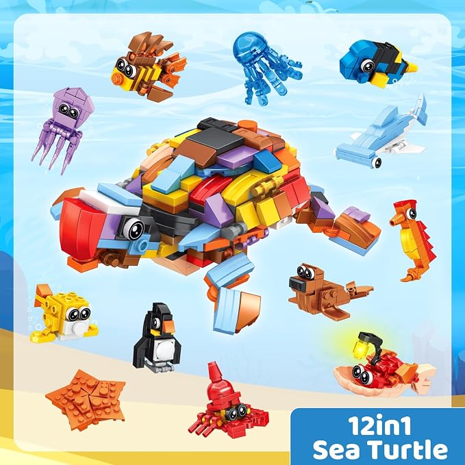 Mini Building Blocks Sets Party Favors for Kids 4-8, 36PCS | Ocean Animals Small Building Block Sets, Goodie Bag Stuffers for Kids, Treasure Box Prizes, Pinata Stuffers for Kids