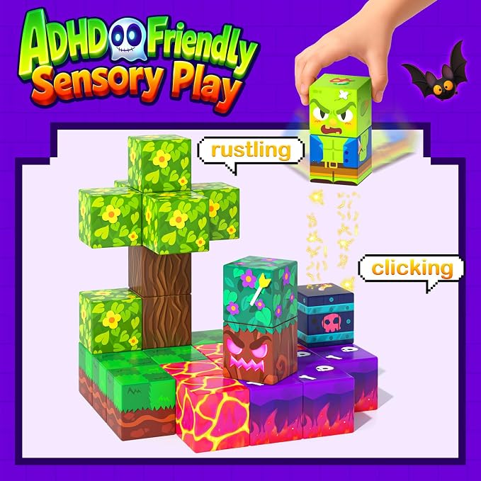 150PCS 0.8" Magnetic Building Blocks Creative Fun for Boys Girls Ages 3+ | Mine Magnet World Craft, STEM Toy for Kids Age 3-5 5-7 8-12, Sensory Learning Toys Birthday Gift for 3+ Year Old Boys Girls