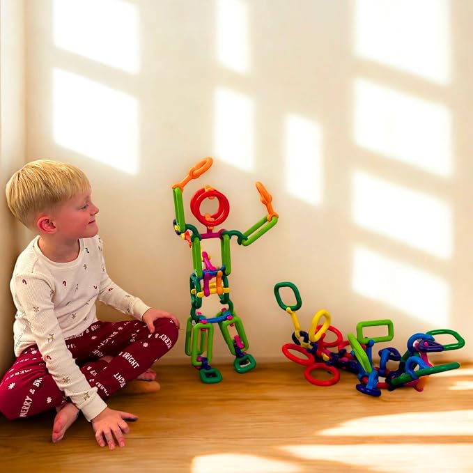 Click & Create Builder Set (80 pcs) - STEM Educational Interlocking Building Blocks for Kids Ages 2-7, Creative Construction Toy for Boys & Girls, Colorful Fine Motor Skills Toy