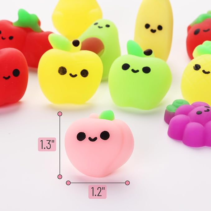 Mr. Pen- Fruit Squishy Toys, 12 Pack, Washable Twistable Stretchy Squishies | Soft Stress Relief Sensory Toys for Squeezing, Kids’ Gifts, Party Favors & Classroom Rewards