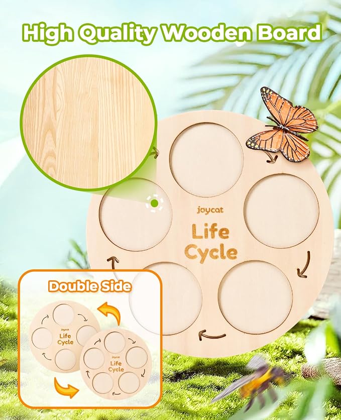 JoyCat Life Cycle Learning Education Toys, Insect Caterpillar to Butterfly kit, Ladybug, Bee, Tadpole to Frog Kit Life Cycle Toys for Kids, Preschool Learning Activities for Age 3 4 5 6 7 8 | Explore butterfly, frog, ladybug and bee stages with 21 card...