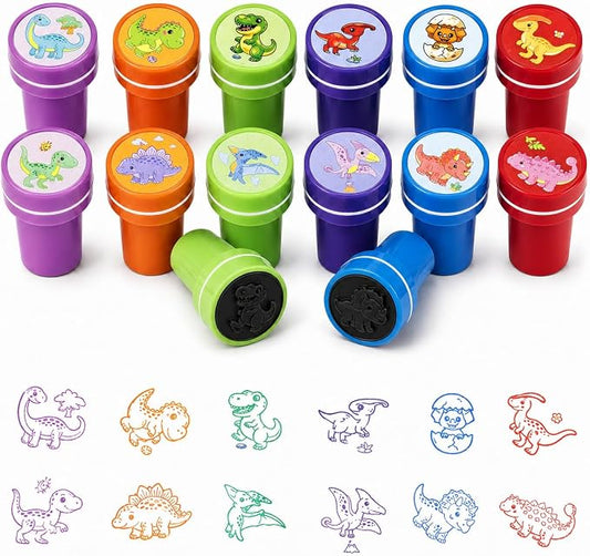 Cinrobiye 24 Pcs Dinosaur Stampers Party Favor Set, Cute Dino Stamps for Kids Birthday Party, Classroom Rewards, Carnival Prizes, Goody Bag Fillers, Dinosaur Themed Party Supplies