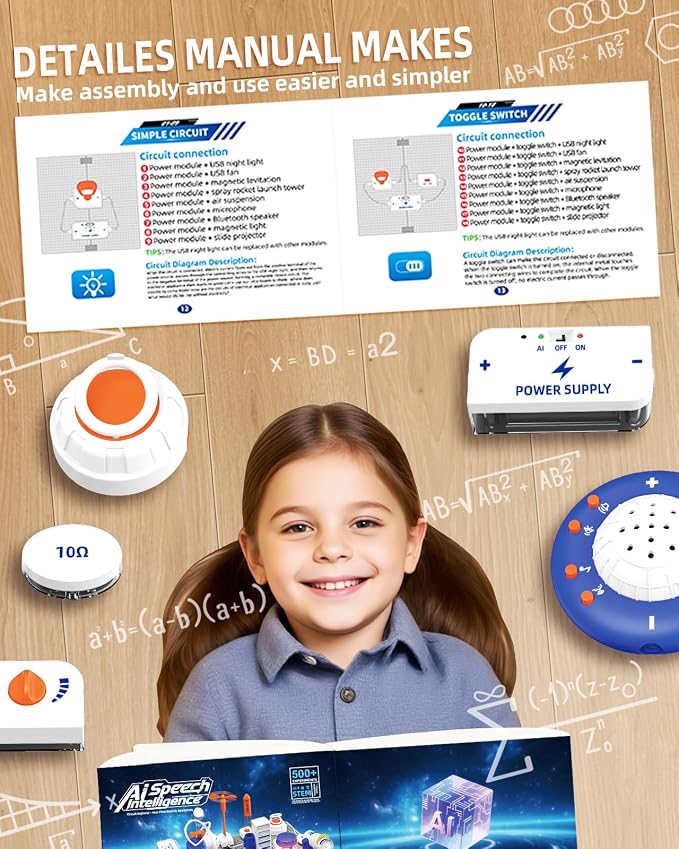 Science STEM Kits for Kids, Electronics Exploration Kit, 41 Pcs DIY Circuit Parts, Over 700 Projects, STEM Educational Toy Gifts for Kids Boys Girls Ages 3 4 5 6 7 8 9 10 11 12, Color Project Manual