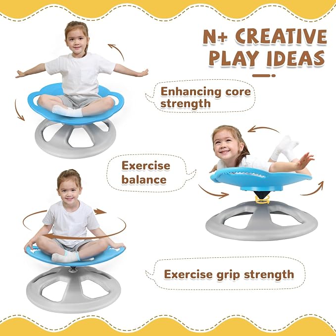 Zhenx Spinning Chair for Autistic Kids with Handles - Autism Sensory Toy | 220LBS Capacity Sensory Swivel Seat for ADHD Kids, Autism Sensory Products, Calming Gift Improve Focus & Body Balanc (Blue)