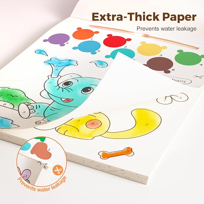 Jar Melo Paint with Water Books for Toddlers, Animals | Mess-Free Watercolor Painting Activity for Kids Ages 3-5 4-8, Arts Crafts Coloring Travel Toy with Brush for Boys and Girls