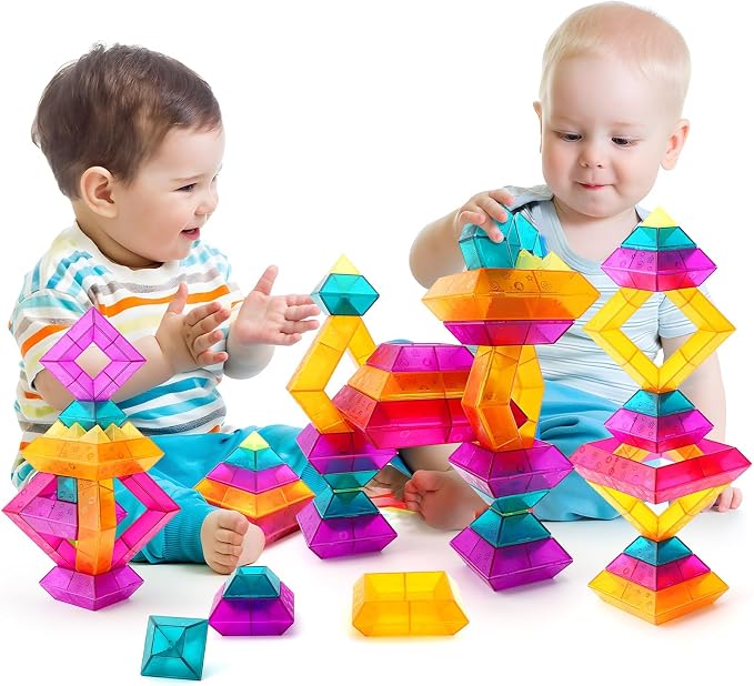 30-Piece STEM Building Blocks Set - Educational Stacking Toys for Kids | Preschool Learning Activities & Light Table Compatible Construction Toys for Toddlers, Boys and Girls Ages 3-6 Years Old