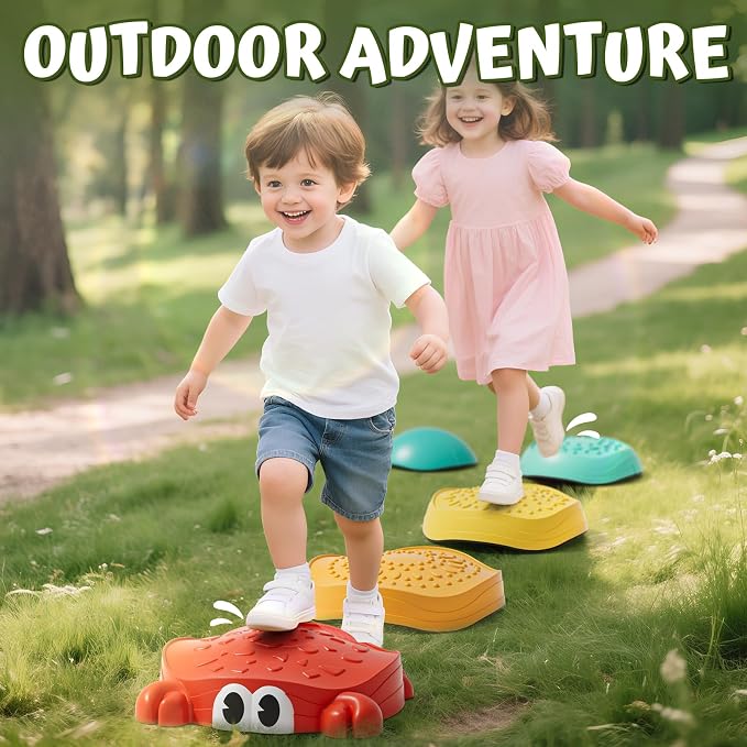Lehoo Castle Stepping Stones for Kids, Non-Slip Toddler Stepping Stones, Indoor & Outdoor Sensory Toys for Toddlers 1-3, Balance Board Obstacle Course for Kids 3-5