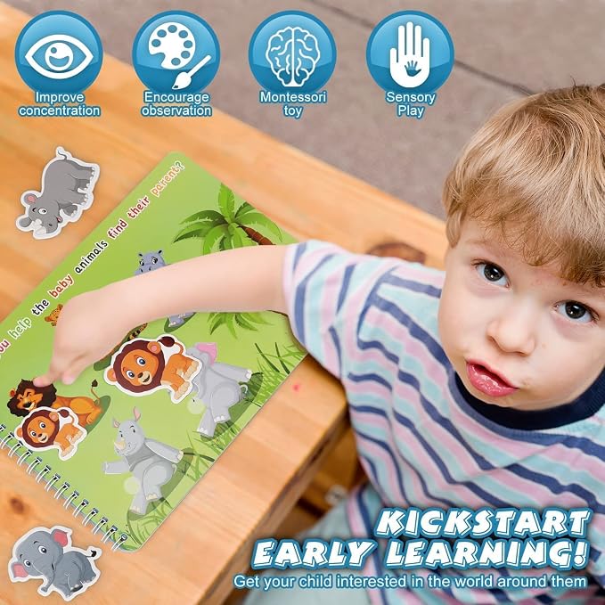TOY Life Busy Book Preschool Learning Activities Toddler Busy Book with 32 Pages Autism Sensory Learning Materials Preschool Montessori Learning Toys for Kids 3+ Quiet Books for Boys and Girls