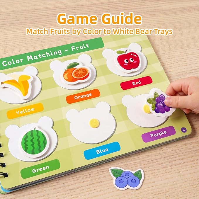 Busy Book for Toddlers 3-5, Montessori Preschool Learning Activities | Toddler Quiet Reusable Sticker Activity Book, Autism Sensory Travel Toys, Educational Gift for Boys Girls Kids ( 26 Pages )