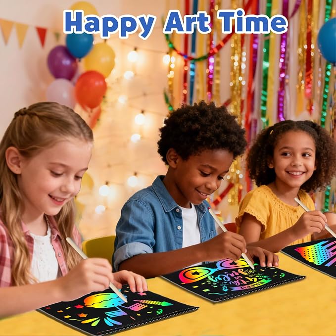 ZMLM Scratch Paper Art-Crafts Gift: 2 Pack Rainbow Notebooks Supplies Toys | Art Crafts for 3 4 5 6 7 8 9 10 11 12 Years Old Girls and Boys Kids Birthday Christmas Party Travel Games Activities