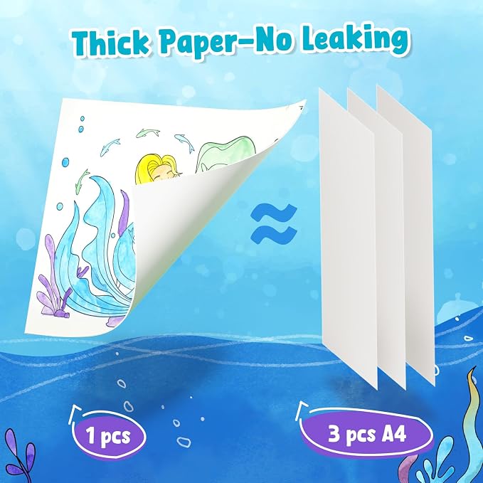 JoyCat Paint with Water Coloring Books for Toddlers (Ocean Princess) | Watercolor Painting Set for Kids Ages 3-5 & 4-8, Arts & Crafts Drawing Activity Travel Toy, Birthday Gifts for Boys & Girls