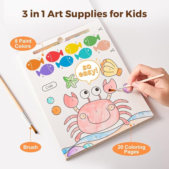 Jar Melo Paint with Water Books for Toddlers, Ocean Animals | Mess-Free Watercolor Painting Activity for Kids Ages 3-5 4-8, Arts Crafts Coloring Travel Toy with Brush for Boys and Girls