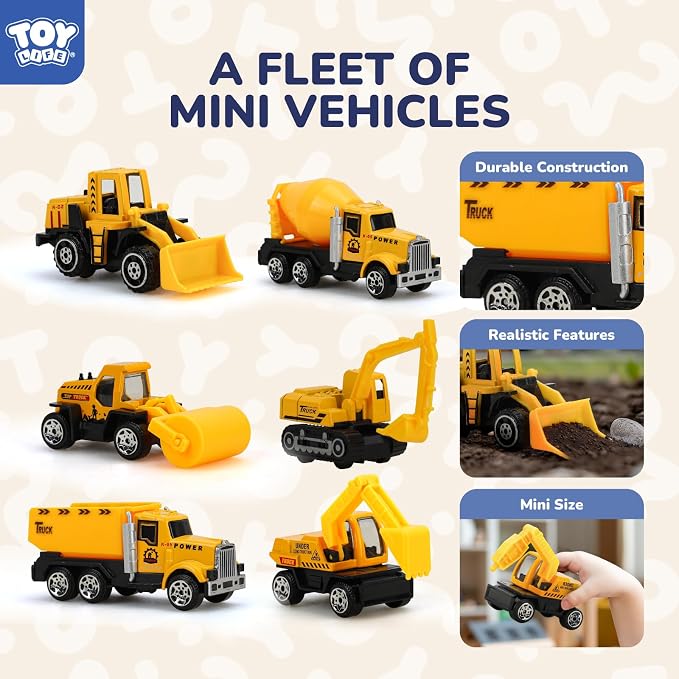 TOY Life 35-Pc Construction Vehicles, Trucks & Cake Toppers, Kids Ages 3-8