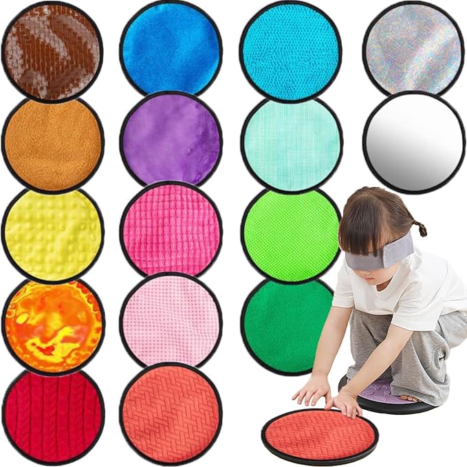 Upgraded 16 Set Sensory Mats, Mixed Colors Sensory Toys for Kids with Autism, Tactile Wall Panel Montessori Toy, Educational Toys for 3 Year Old, Toddler Learning Classroom Supplies Gift(8.3 Inch) | Designed for children with autism and young learners,...