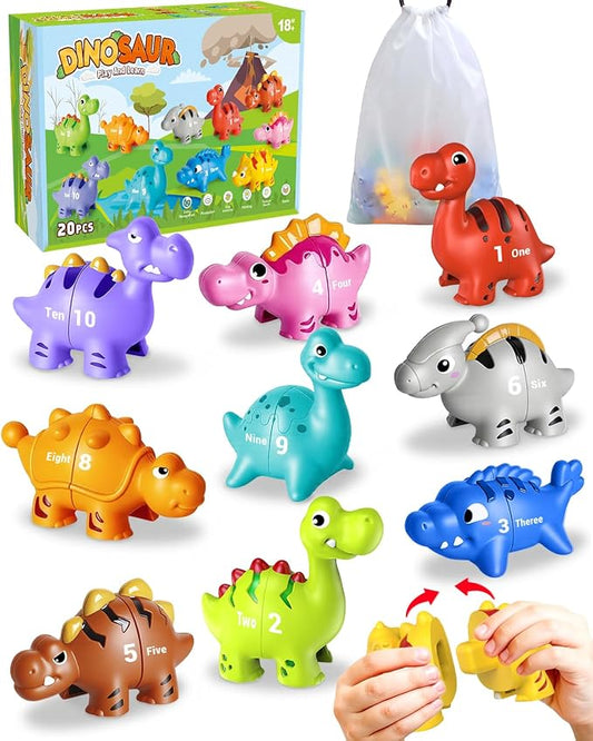 Dinosaur Number Learning Toys for Toddlers Kids 3-5, 10 Unique Dinos | 10 Colorful Number Dinosaurs | Child-Friendly Design | Learning Feels Like Play | Fine Motor Toys | Perfect Toddler Gift