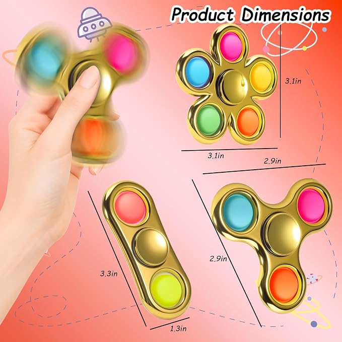 FIGROL 3 Pack Pop Fidget Spinners Stocking Stuffers. Sensory Fidget Toys for Kids, Teens, Boys & Girls