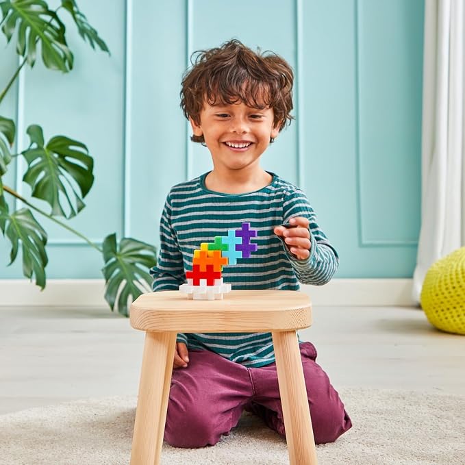 PLUS PLUS Big 100 Piece Rainbow Mix - Large Building Blocks for Toddlers | Quiet Stem Toys for Toddlers, Prek Classroom Essentials, Stem Bins for Classroom, Sensory Bins, Gifts for Girls & Boys