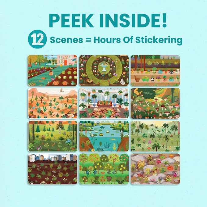 Cupkin Plants & Mushrooms Coloring & Sticker Activity Book | 500+ Stickers | Spiral-bound kids craft format with 12 scenes, 12 art pages, side-by-side viewing, and an easy-peel design for ages 2–8