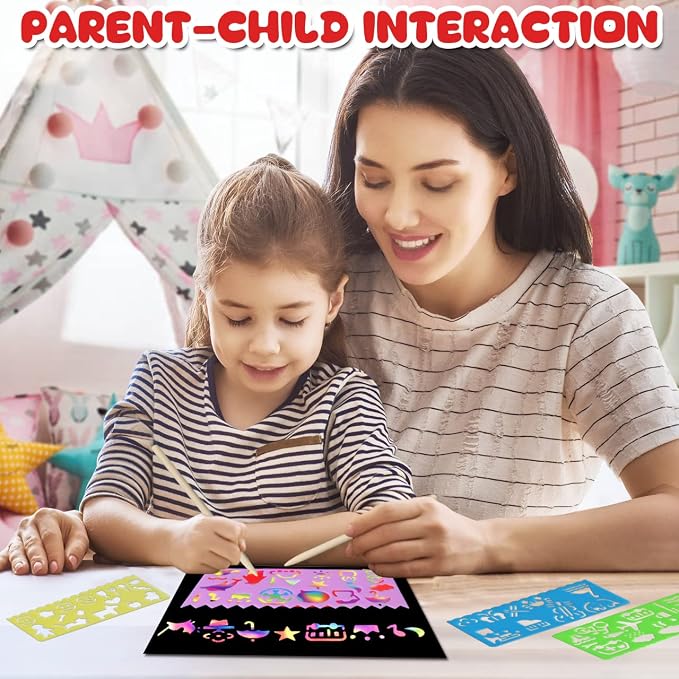 ZMLM Scratch Paper Art Set: 100 Pcs Magic Art Craft Kid Return Gifts Scratch Paper Supplies Toddler Preschool Learning Toys for Age 3 4 5 6 7 8 Girls Boys Birthday Activities Party Favors