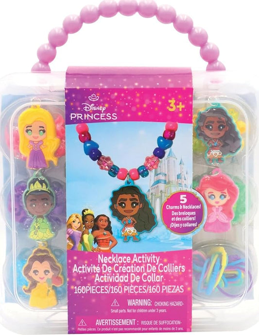 Disney Princess Necklace Activity Case – Jewelry Making Kit with Beads, Charms & Strings – Create Custom Princess Necklaces – Craft Gift for Girls Ages 3+ – Portable Storage Case Included | Craft Kit Includes Charms & Strings to Create 5 Custom Necklac...