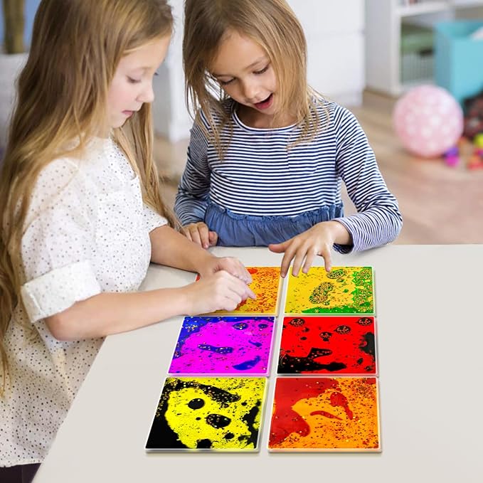 Liquid Sensory Soft Gel Toys - Set of 12 - Square | Sensory Fidget Toys, Water Sensory Toys, For Nursery, Playroom, For Toddlers and Kids with Autism