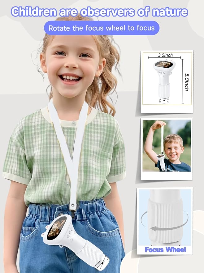 Acoath Microscope for Kids, 1000X Handheld Digital Miniscope with 2.0" Screen, Portable Pocket Microscope Education Toys Birthday Gifts for Age 3 4 5 6 7 8 9 10 Girls Boys