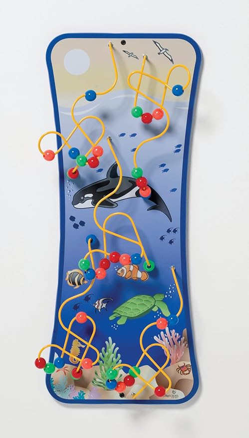 Wire & Bead Maze Activity Wall – Wall Busy Board for 24+ Months Old – Easy-to-Clean Bead Puzzle for Playrooms, Daycares, Classrooms, & Waiting Rooms – No Batteries or Loose Parts – Seascape