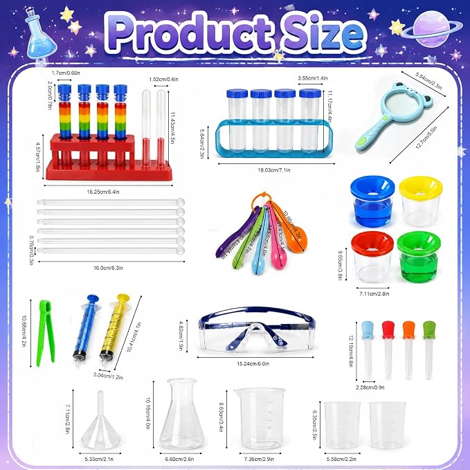 39 Pcs Science Kits for Kids, Chemistry Set Beakers Test Tubes | Plastic Beakers Test Tubes Pipettes Droppers for Kids Ages 3+, Color Science Experiment Toy Christmas Birthday Gift