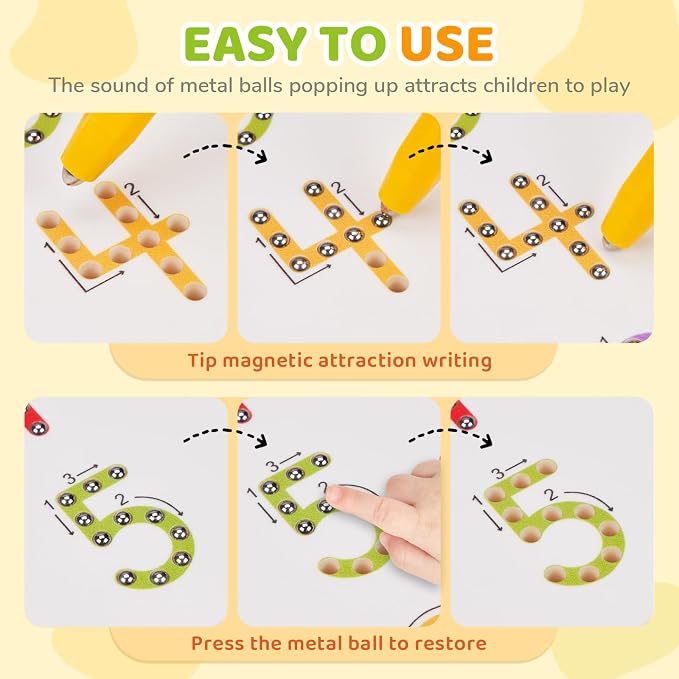 GAMENOTE Magnetic Number Tracing Board Double Sided, Numbers 1-20 Writing | 2 in 1 preschool learning toy, handwriting practice, math manipulatives, educational numbers toy for toddlers kids ages 3+